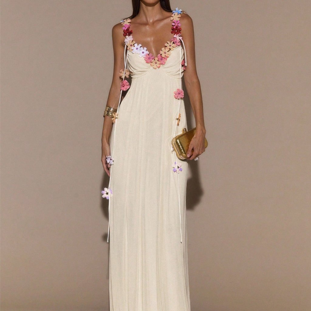 Apricot Women's Elegant Sexy Floral Long Dress